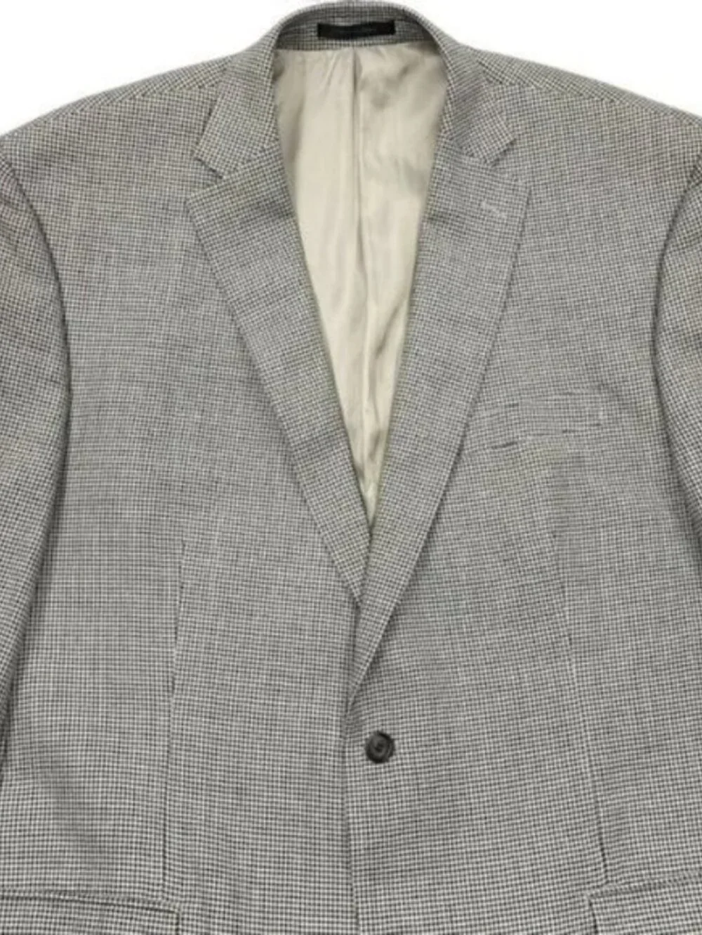 Ralph Lauren Silk Wool Men's 48 Long Houndstooth Blazer Jacket Sports Coat 48L